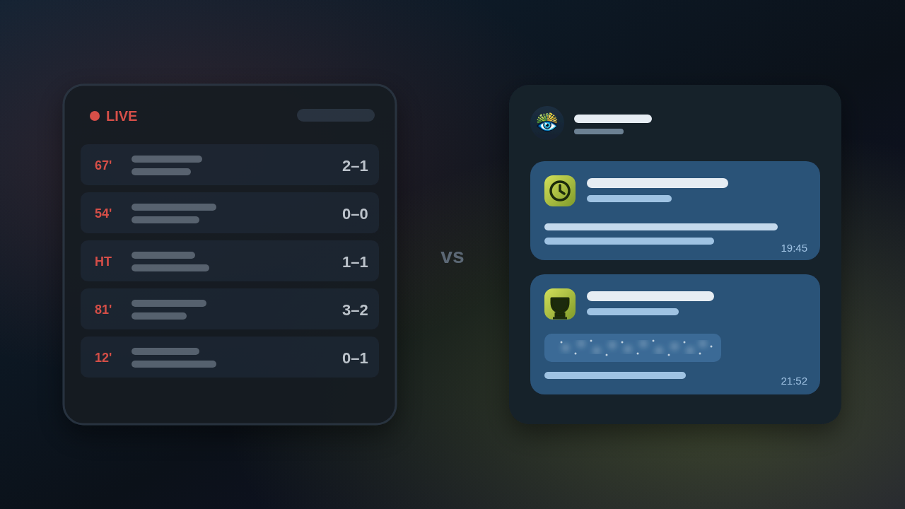 LiveScore vs Veentry: a live scoreboard or a message when it matters